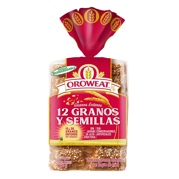 Pan 12 grain bread oroweat 680gr pza