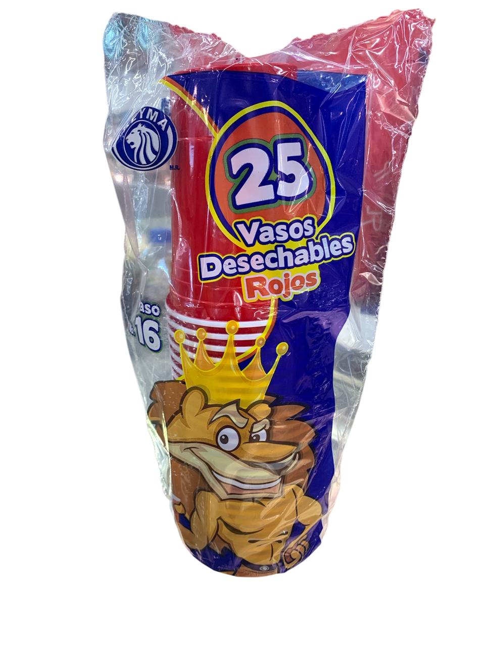 Vaso Rojo Reyma #16 C/25 Piezas
