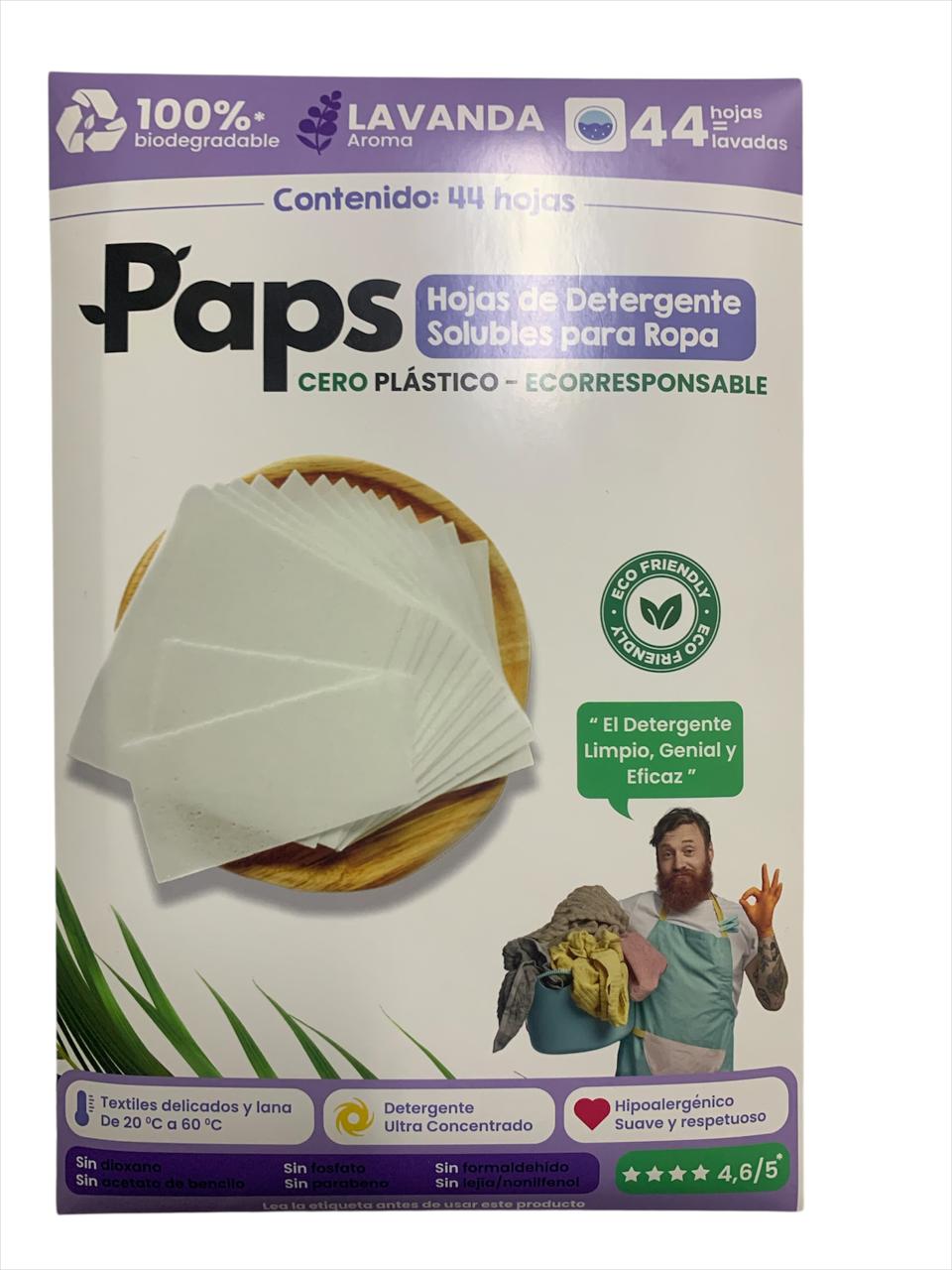 Paps Hojas de Detergente Solubles Lavanda c/44