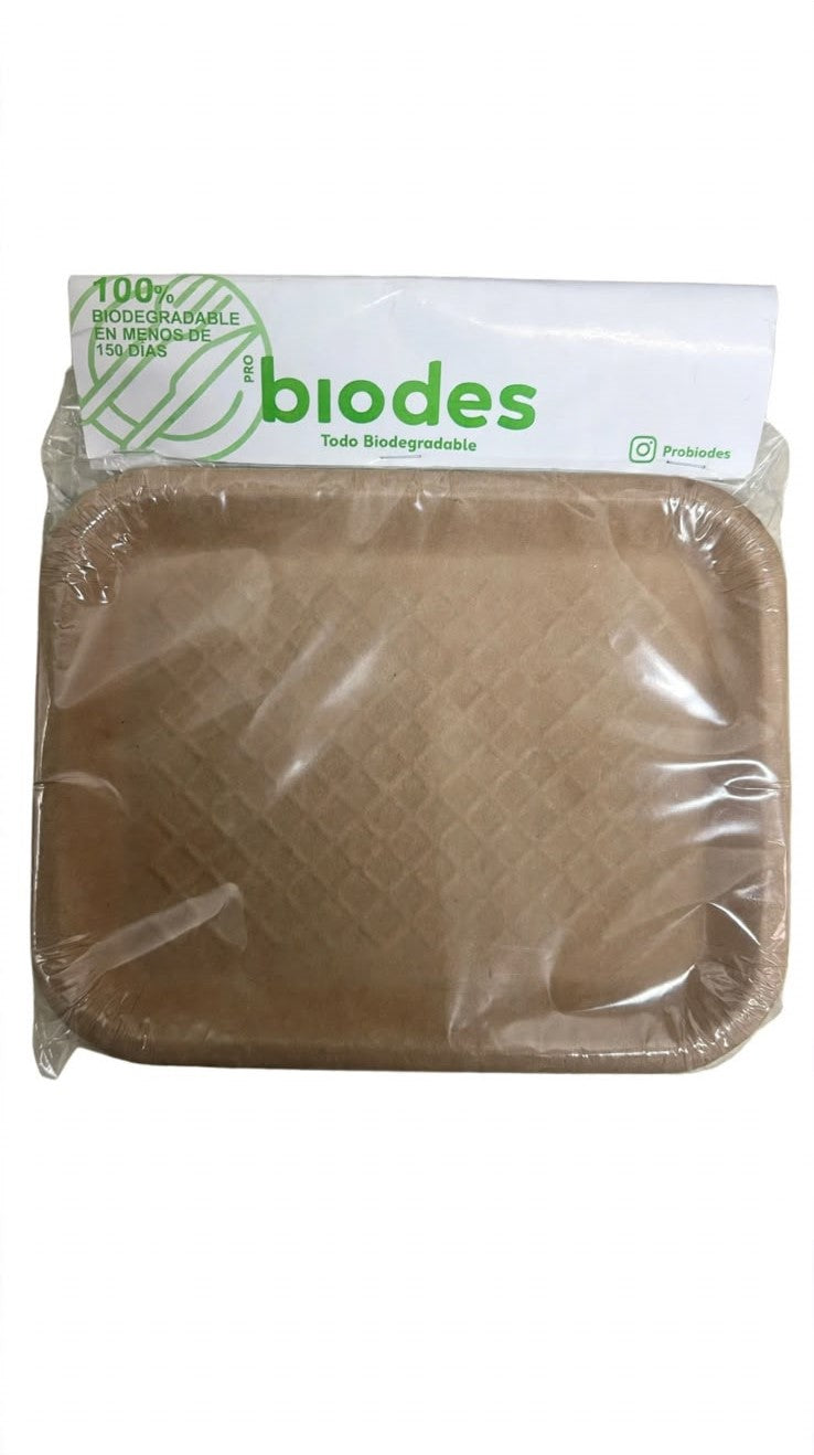 Bandeja Rectangular Bagazo De Trigo 15 Pzas Biodes