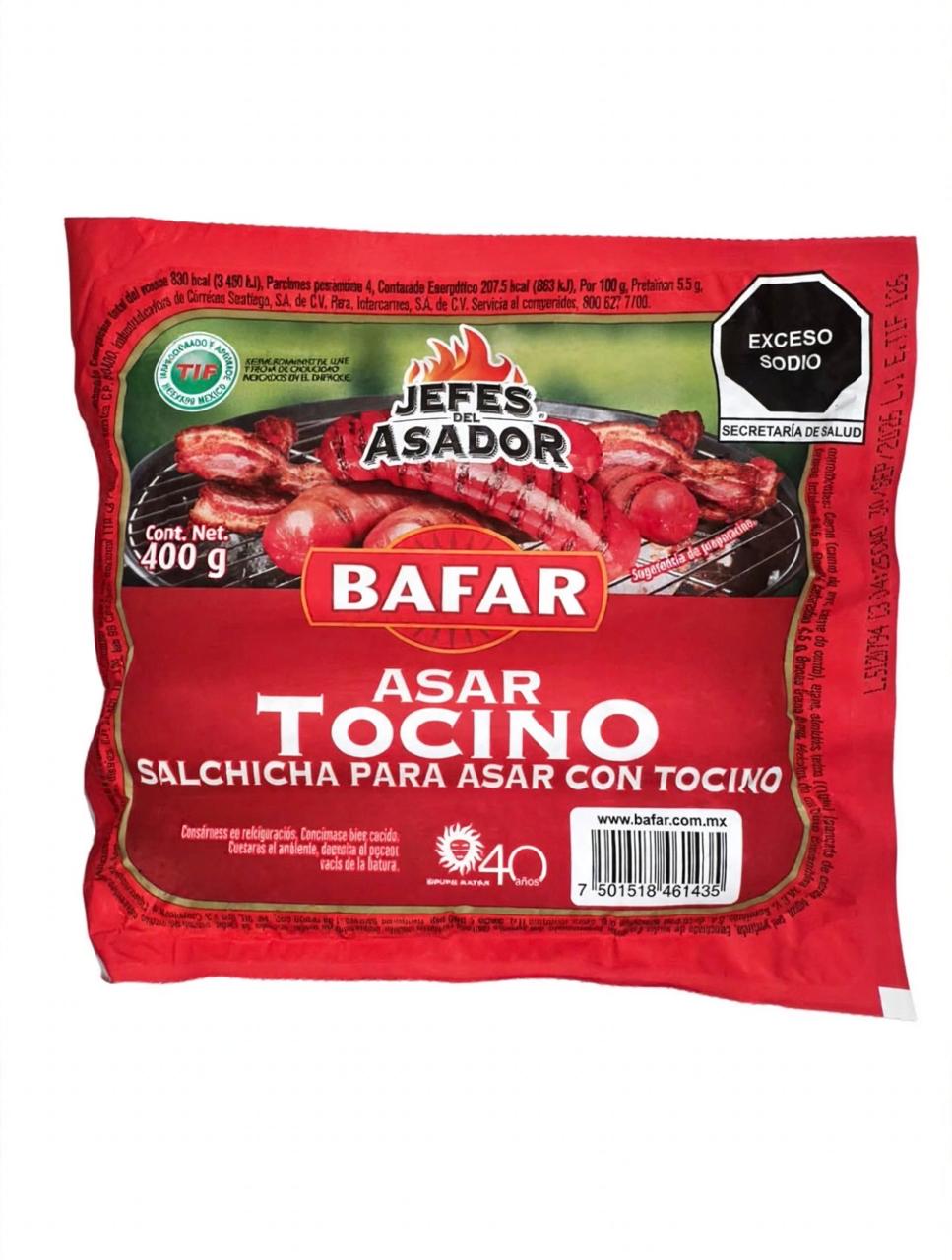 Salchicha P/Asar Tocino Bafar 400 Gr