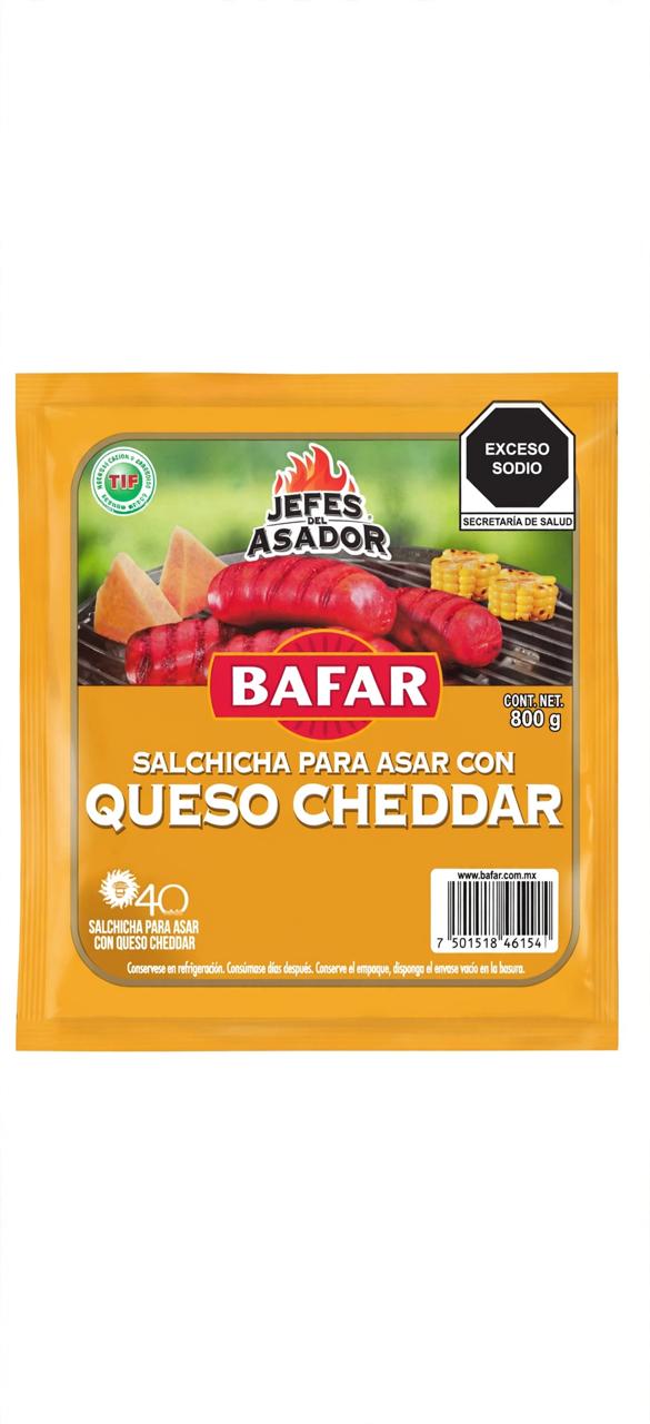 Salchicha P/Asar Con Queso Bafar 800 Gr