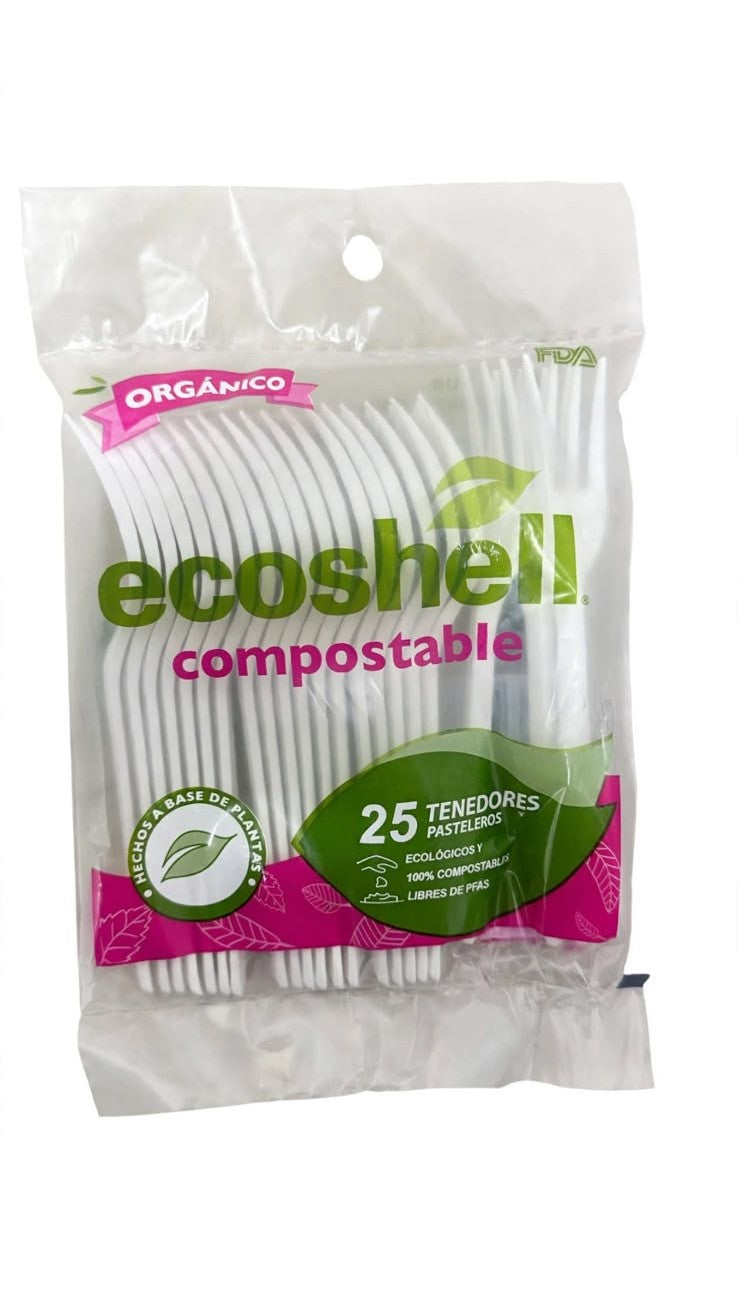 Tenedor Pastelero Bio Ecoshell C/25 Pzas