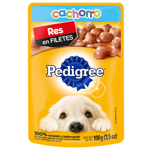 Alimento p/perro cachorro c/res pedigree pouch 100gr pza