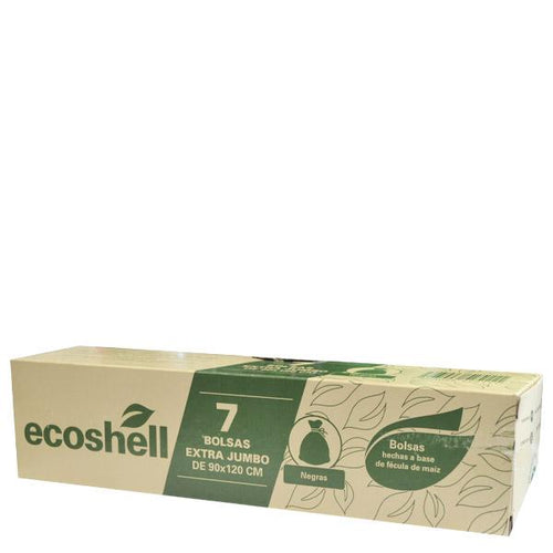 Bolsa p/basura negra jumbo biod. Ecoshell 90x120cm 7pzas. pza