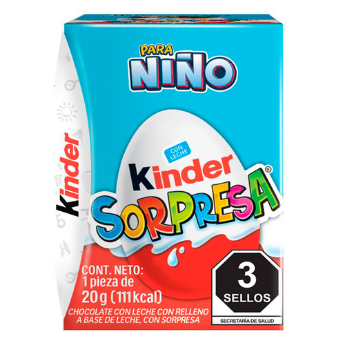 Chocolate kinder sorpresa niño