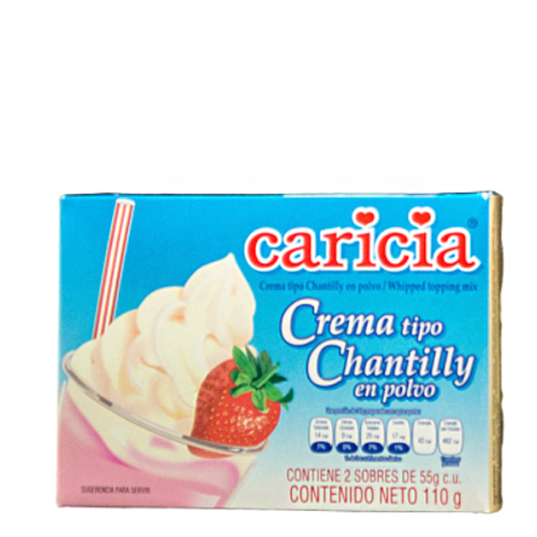 Crema tipo chantilly en polvo caricia 110 gr