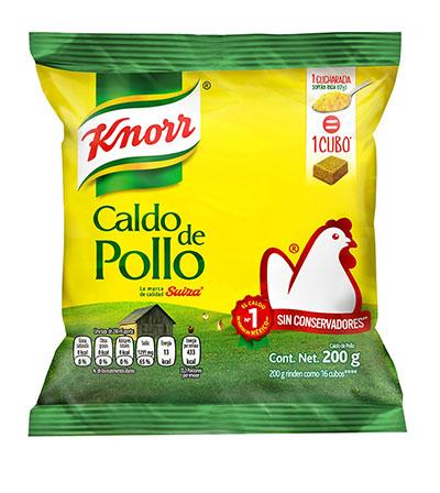 Caldo de pollo knorr suiza bolsa 200 gr pza