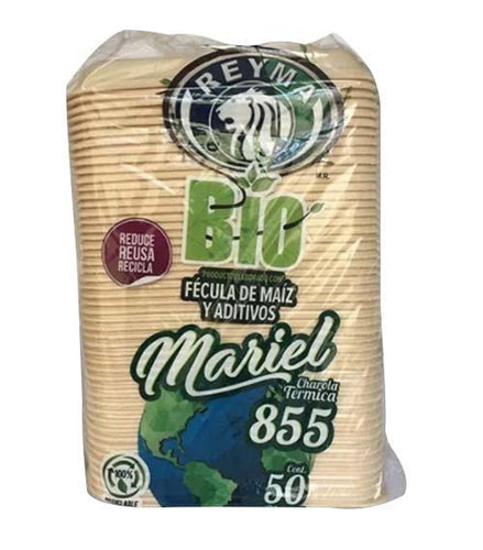 Charola biodegradable 855 mariel reyma 50 pzas. pza
