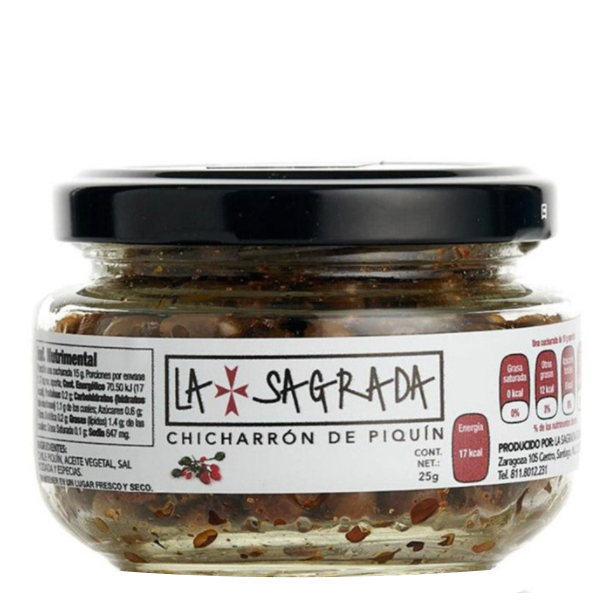 Chicharrón de Chile Piquín la sagrada 25gr pza