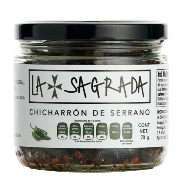 Chicharrón de Chile Serrano Seco la sagrada 70gr pza