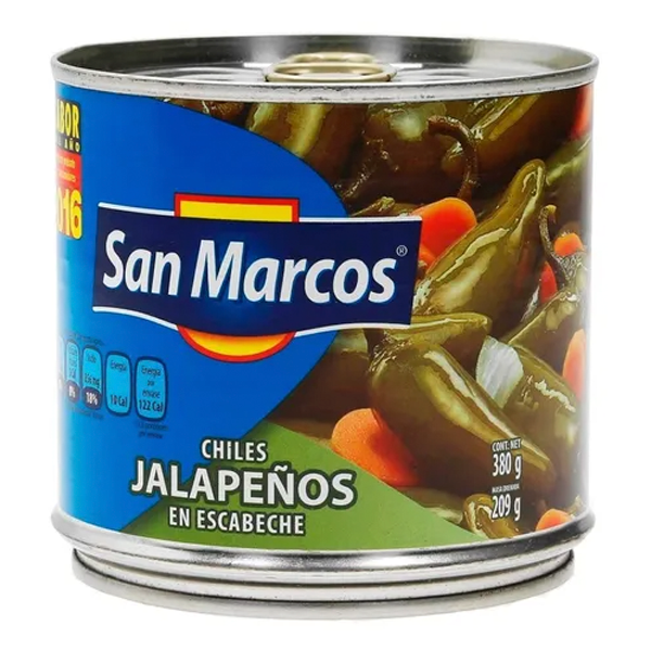 Chiles jalapeños enteros san marcos 380gr pza