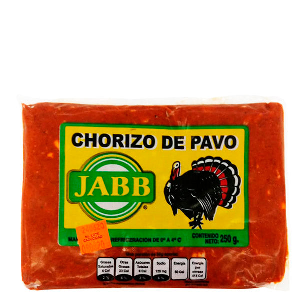 Chorizo de pavo jabb 250 gr pza