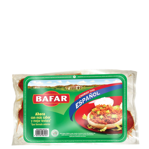 Chorizo tipo español bafar 400gr pza