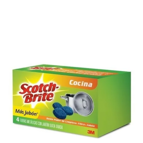 Fibra con jabón scotch brite 4 pzas