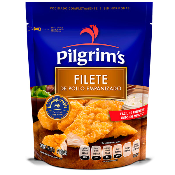 Filete empanizado pilgrims 700 Gr Pza
