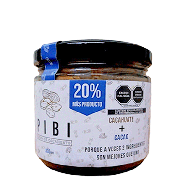 Crema de cacahuate con cacao pibi 250 gr. pza