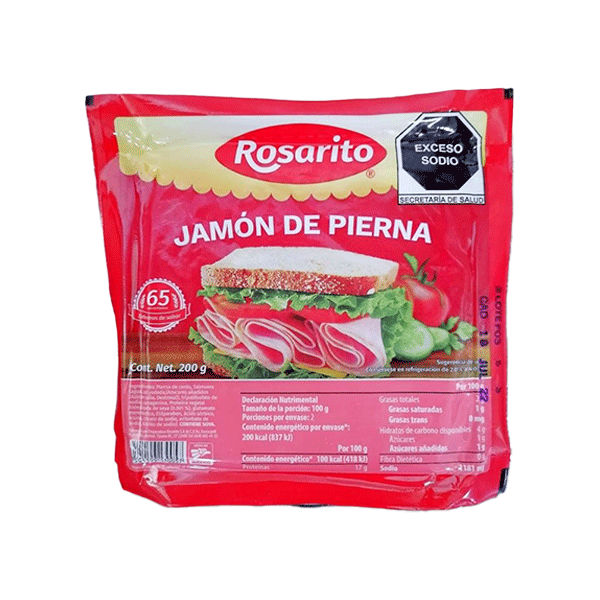 Jamón de pierna rosarito 200 gr pza