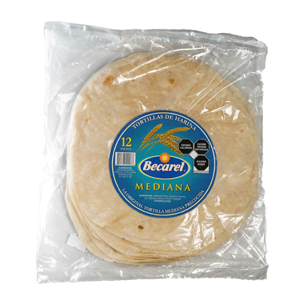 Tortilla de harina casera becarel c/12 pzas