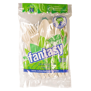Set de cubiertos Bio (Ten. cuchara, cuchillo) Green Fantasy 24 pza