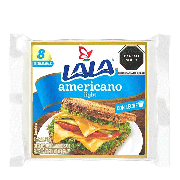 Queso amarillo americano light lala 144gr pza