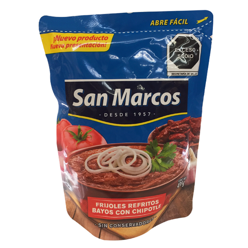 Frijoles refritos bayos con chipotle doy pack san marcos 430gr pza