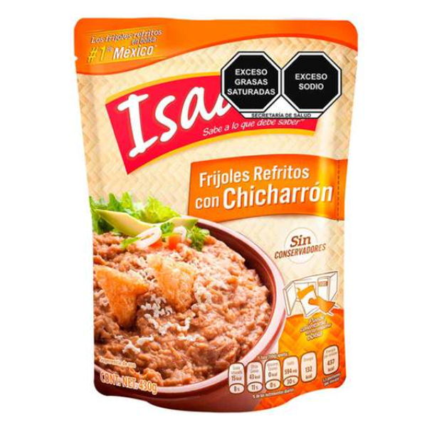 Frijoles refritos c/chicharrón isadora 430gr pza