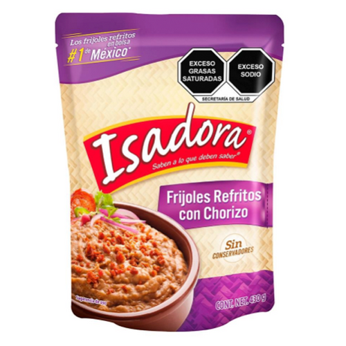 Frijoles refritos c/chorizo isadora 430gr pza