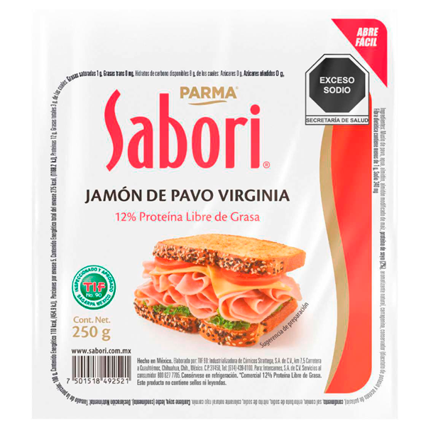Jamón de pavo virginia sabori 250gr pza