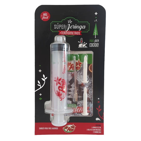 Jeringa 35ml+ 2 termómetros para pavo Mr. Pavo