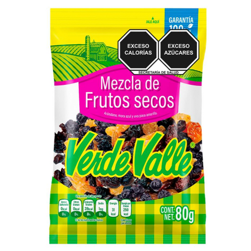 Mezcla de frutos secos verde valle 80gr pza