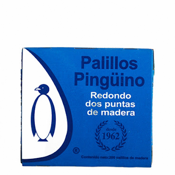 Palillo pinguino cajita c/200pzas