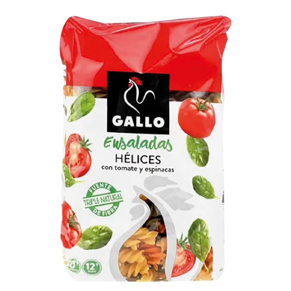 Pasta plumas con vegetales Gallo 450g pza