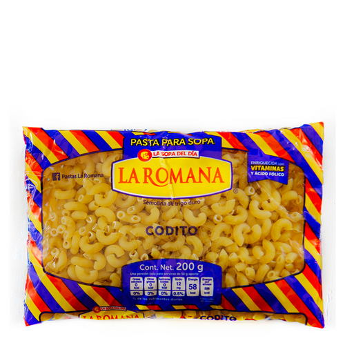 Pasta codito c/fibra la romana 200 gr