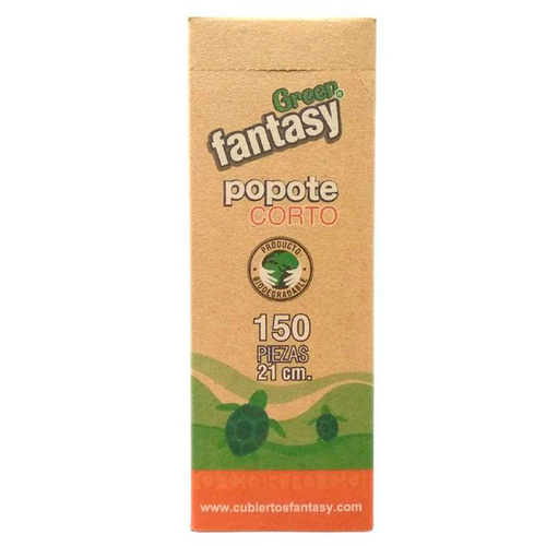 Popote biodegradable green fantasy 21cm 150pzas