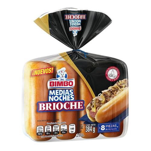 Pan medias noches brioche bimbo 340gr pza