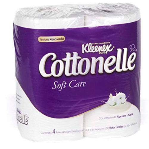 Papel sanitario kleenex cottonnelle soft care 4 rollos pza