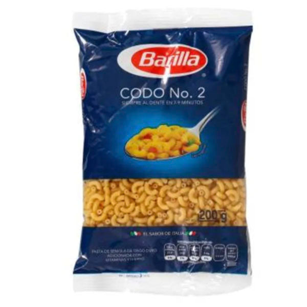 Pasta codo 2 barilla 200 gr pza