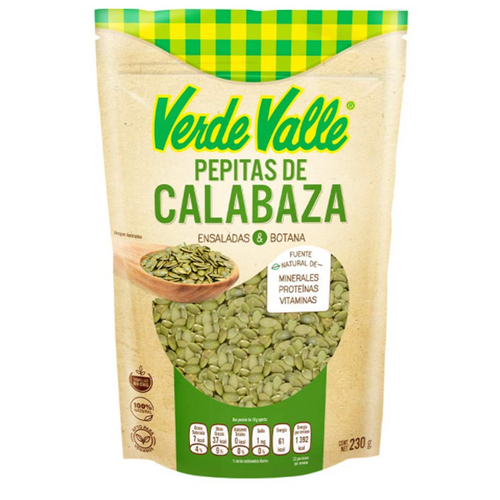 Pepitas de calabaza verde valle 230gr pza