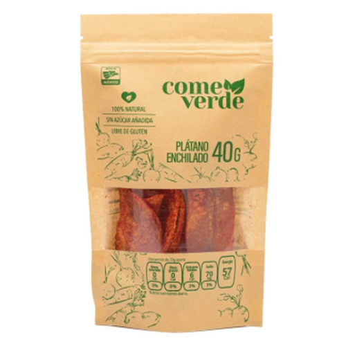 Plátano enchilado chips come verde 40gr pza
