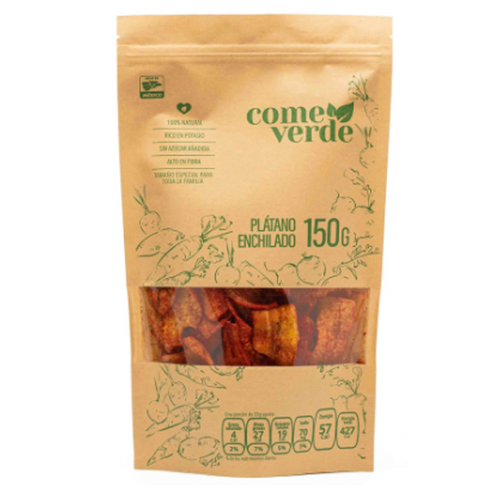 Plátano enchilado chips come verde 150gr pza