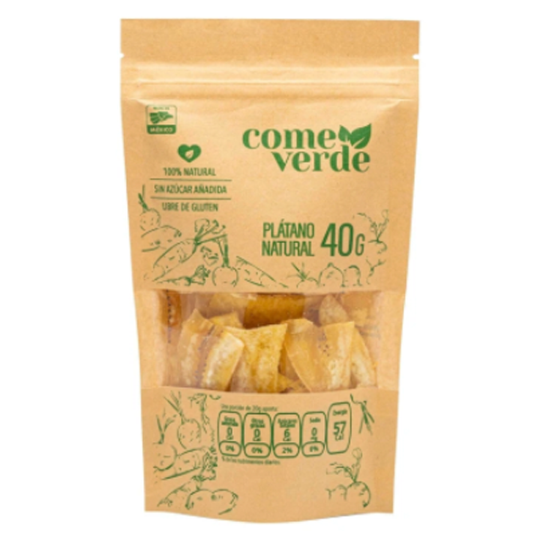 Plátano natural chips come verde 40gr pza