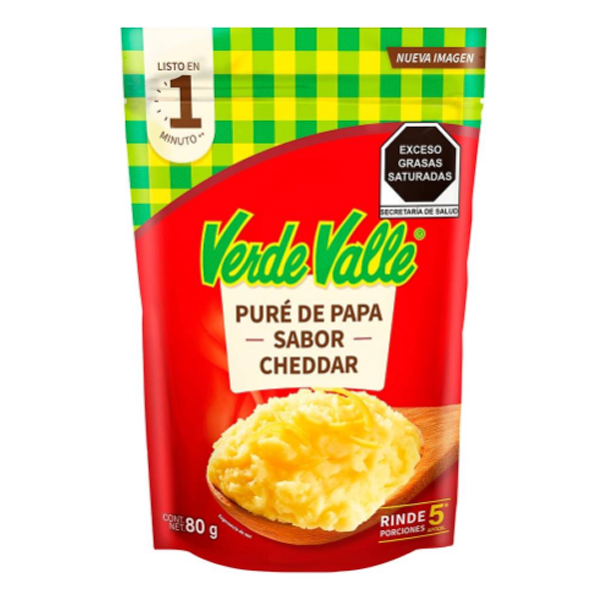 Puré de papa sabor cheddar verde valle 80gr pza