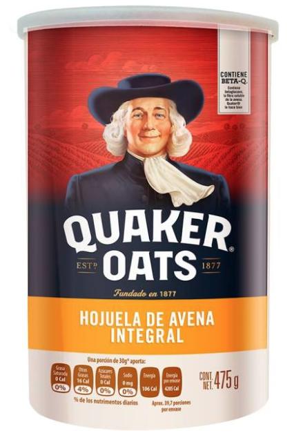 Quaker oats ojuela avena grano entero bote  475gr pza
