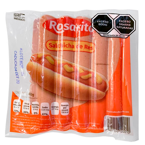 Salchicha de res rosarito 400 gr