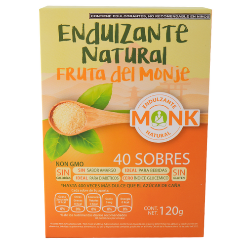 Endulzante Natural Monk Fruit Sachets  40 sobres