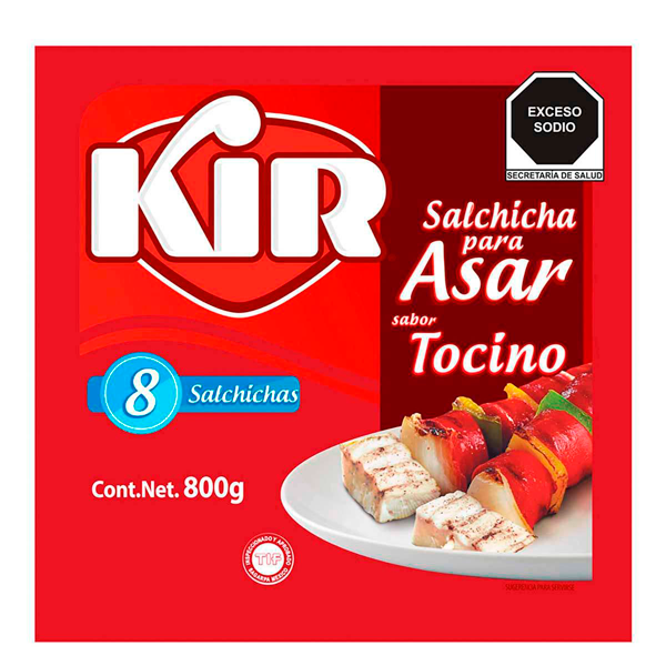 Salchicha p/asar con tocino kir 800gr pza