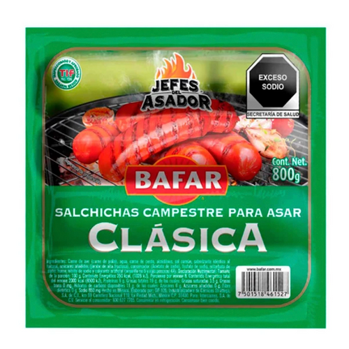 Salchicha p/asar bafar 800gr pza