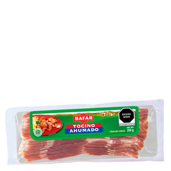 Tocino ahumado bafar 250gr pza