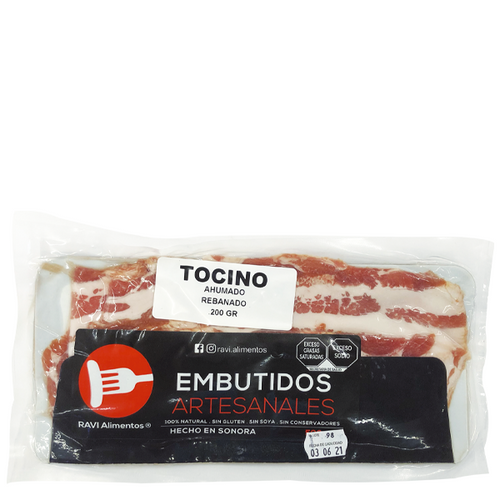 Tocino ahumado ravi 200gr pza